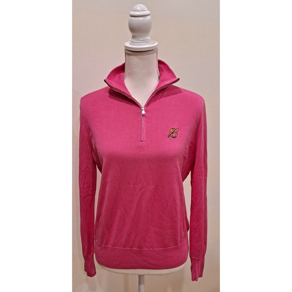 M Hot Pink‎ Inphorm Long Sleeve Golf Sweater With Three Quarter Zipper